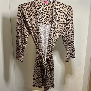 Betsey Johnson Animal Print Women's Long Cardigan Sweater
